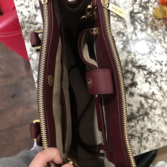 Michael Kors Burgundy Purse with Snakeskin